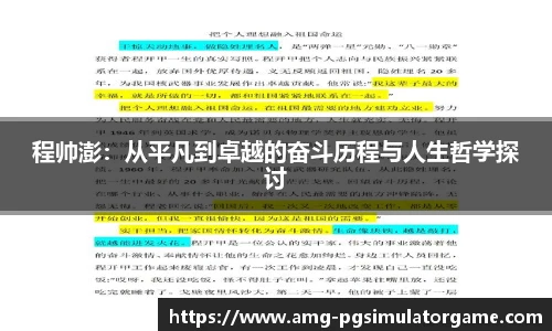 程帅澎：从平凡到卓越的奋斗历程与人生哲学探讨